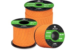 Abma Cord Paracord 2mm 100% Nylon Corda 30m Tipo I Corda da Paracadute a 1 Filo - Max. 45 kg - Riflettente Arancia