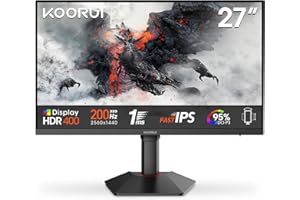 KOORUI G2722P Ecran PC Gamer 27 Pouces 200Hz, Fast IPS, QHD 1440P Ecran Gaming, 1ms, HDR 400, Adaptive Sync, VESA 75x75mm, HDMI 2.0/DP1.4,Réglage en Hauteur