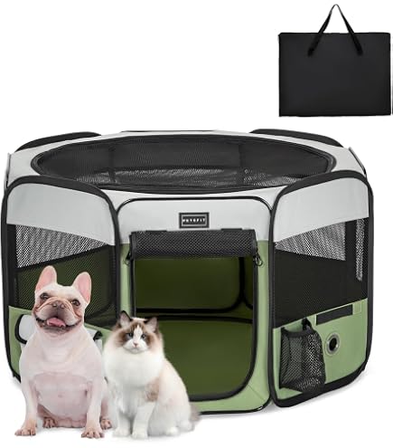Tragbarer Hunde-Laufstall Mit Wasserdichter Unterlage – Faltbar, Atmungsaktives Netz Für Katzen & Kaninchen, Ideal Für Zuhause & Reisen
