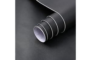 ARTHOME WALL DECOR Arthome Schwarz Matt 44cmx3m Klebefolie Möbel, Abziehen und Aufkleben Selbstklebende Tapete Dekorative Vinyl möbelfolie für Möbel Küche Schränke Möbel Tische Wand Modern DIY Wandverkleidung