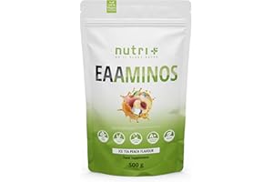 Nutri + EAA POWDER Vegan - HIGHEST DOSE - EAA végétaliens thé glacé à la pêche - 500g de poudre - DOSE SUPERIEURE - tous acides aminés essentiels - Ice Tea Peach - Essential Aminos