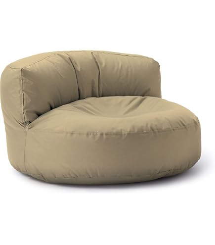 Pouf Extérieur ELYFLAIR - 55cm Diamètre - Imperméable Tricoté - Jaune - Plastique Recyclé