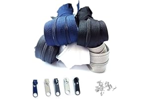 RUMITPAN Reißverschluss endlos 3mm 15m 5 Farben Nylon Endlosreißverschluss mit 30 Zipper und 60 Endstück, Reißverschlüsse spiralförmig Meterware teilbar, 2.5cm breit für Kleidung Tasche Mäppchen Bettwäsche