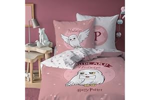 CTI Harry Potter Fly zestaw pościeli z nadrukiem 140 x 200 cm, 100% bawełna, Oeko-Tex, poszwa na kołdrę 140 x 200 i poszewka na poduszkę 63 x 63 cm, różowy