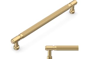 Amerdeco 10 Pack Gold knurled Cabinet Pulls 7.5 Inch(192mm) Hole Center Drawer Pulls Cabinet Hardware Kitchen Cabinet Handles for Bathroom AM032