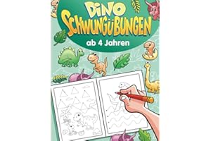 Dino Schwungübungen ab 4 Jahren: Fesselnde Schwungübungen für Kindergarten und Vorschule - Übungsheft zur Förderung der Feinmotorik, Stifthaltung und Konzentration