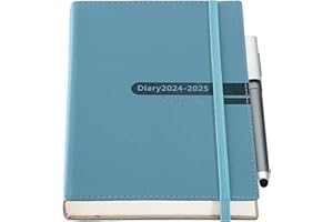 GOLDAYPLN Academic Diary 2024-2025,Diary 2024-2025 A5 Page a Day, Academic Diary runs from July 2024 to June 2025, Elegant Hardcover Daily Planner,Colorful Monthly Tab,Pen and Pen Holder, Back Pocket (Blue)