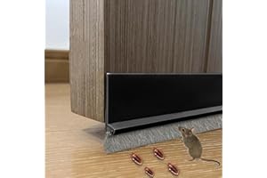 GEBRAZY Paraspifferi Sottoporta, 100 Cm Paraspifferi Porta Blindata Autoadesiva, para Spifferi Sottoporta con Spazzola, per Protezione da Suoni, Freddo, Umidità e Insetti in Silicone