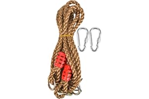 DAUERHAFT Cordes d'extension de balançoire 2 pièces, corde à 3 nœuds 6 brins PE + métal multifonction portable jardin extérieur enfants balançoire hamac rallonge corde avec boucle de