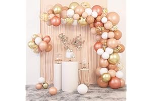 YHMALL 129 Pièces Blush Orange Balloons Arch Champagne Or Garland Kit Rose Gold Pêche pour Mariage Femme Anniversaire Fête Décorations Fille Bébé Douche Bapteme Fiançailles Latex Balloons