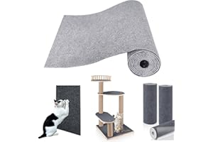 RC GearPro Trimmbar Selbstklebend Matte Katze Kratzbaum Teppich Ersatz Unterlage 78.7 "x15.8 Katze Kratzbaum Abdeckung für Kratzbaum Regal Regale Treppe Couch Möbel Wand DIY Beschützer (Grau)