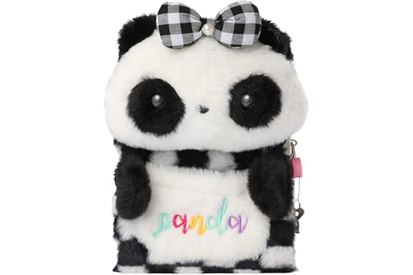 Pinkgarden Cahier Panda en Peluche pour Enfants, 160 Pages, Journal Secret, Cadeau d'anniversaire de Noël pour Enfants