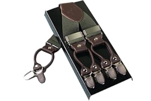 KANGDAI Bretelles Homme Larges 6 clips Brace Men Y Retour Suspensions ajustables élastiques et durables Clips en métal fort