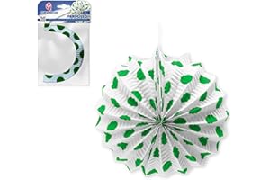 EUROFIESTAS Farolillo de feria típico andaluz sevillano color blanco con lunares verdes pack de 12 unidades