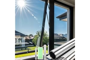 DARUITE Vinilo Adhesivo Cristal Vinilo Espejo para Ventanas Privacidad Control del Calor Reflectante Efecto Espejo Anti UV Película de Vinilos para Cristales Pegamento（Plateado-Plateado, 30x200cm）