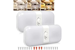 Intckwan 12v Luces Interiores Led, Luces de Techo Regulables, 120 Luces LED para autocaravanas con Interruptor, luz Blanca Amarilla y cálida, Universal para 12v-24v Caravana Coche Camping