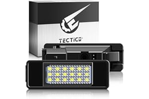 TECTICO LED Éclairage plaque immatriculation auto Feux arrière E-Mark ECE Blanc pur canbus sans erreur pour 106 207 307 308 406 407 508 pour C3 C4 C5 C6 C8, 2 Pieces