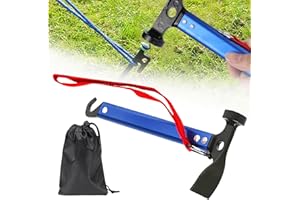 TOATELU Martillo de camping multifuncional de 30,5 cm con gancho y mini azada, aluminio, azul