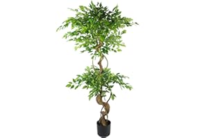 Leaf 150cm Twisted Trunk Artificial Japanese Fruticosa Style Ficus Tree Marca