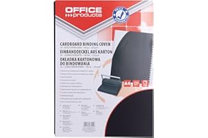 OFFICER PRODUCTS Office Products 20232525 – 05 Copertine per Rilegatura in Cartoncino, formato A4, 250 G/MQ, struttura in pelle, 100 pezzi, nero