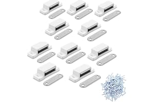 PPX Lot de 10 loqueteaux magnétiques pour placard, cabinet, meubles, armoire, 40 vis incluses