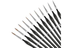 AOVNEA Feine Detail Pinsel, 11 Stück Hochwertige Pinselset Malen für Professionelle Künstler, Ideal für Acrylfarben Wasserfarben Ölgemälde Modellbau Miniaturen Detailmalereien & Nageldesign (Schwarz)