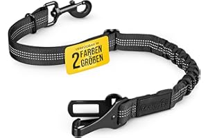 ZAUBERPFOTE Hundegurt 'Argo‘ fürs Auto – Verstellbarer Sicherheitsgurt mit Rückdämpfung & ISOFIX Anschluss – Anschnallgurt für alle Hunderassen (Schwarz, Gr. L)