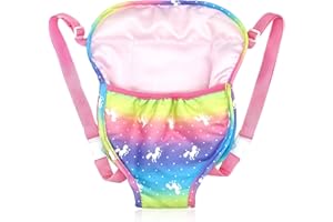 DHWEKU Zaini per Carrier Bambole, 18IN Marsupio per Bambole, Marsupio Giocattolo per Bambini con Spallacci Regolabili, Idee Regalo per Bambini, Colori dell'Arcobaleno