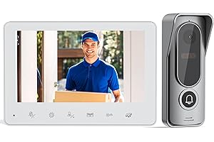 Jeatone Videocitofono 4 Fili Monofamiliare Citofoni,Visione Notturna,Impermeabile IP65,7 Pollici Monitor,1080P Pixel HD,Funzione Intercomunicazione e Monitoraggio,12 Suonerie Sho
