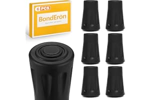 BondEron 6 Stück Gummi Spitzen 10-12mm, rutschfest Ersatz Gummipuffer Gummifuß für Wanderstöcke, Nordic Walking, Gehstöcke, Krücken, für Asphalt & Gelände