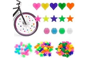 UNINGYI Bike Spoke Beads 210 Pcs, Multicoloured Plastic Clip Spoke Decorations, Girls and Boys Bike Spokes, 3 Styles Personalized Bicycle Clip Beads, Easy to Use Plastic Clip Wheel Reflectors for Kids