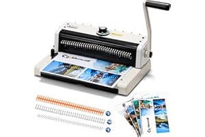 CGOLDENWALL Rilegatrice Spirale Metallica, 34 Fori, Perfora 16 Fogli (80g), Ribalta 120 Fogli, Passo 3:1, Macchina Rilegatrice con Kit Starter, Rilegatore Fogli Spirale per Ufficio e Scuola A4/A5/B5
