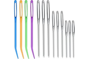 SAVITA 16pcs Aiguilles à Coudre, Aiguilles à Tricoter en Fil d'Acier Inoxydable Aiguille à Laine Aiguille à Tapisserie Enfile Aiguille pour Projets de Crochet (Couleurs Aléatoires)