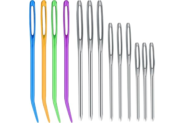 SAVITA 16pcs Aiguilles à Coudre, Aiguilles à Tricoter en Fil d'Acier Inoxydable Aiguille à Laine Aiguille à Tapisserie Enfile Aiguille pour Projets de Crochet (Couleurs Aléatoires)
