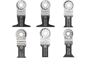 FEIN Best of E-Cut Starlock WOOD und METAL MCT (6-tlg Tauchsägeblatt-Set für alle Multitools: 5 x Long-Life 1x Fine Sägeblatt, für Holz und Metall, Hohe Standzeit, Starlock-kompatibel) 99100000952