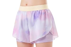 Keyck Flickor tenniskjol med shorts, 2-i-1 sportshorts för barn, blommiga atletiska shorts med foder, elastisk midja, dubbla
