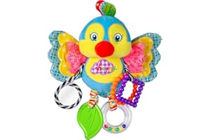 GUTSBOX Dreamsbox Peluche Bébé à Clip pour Berceau ou Poussette Jouet d'Éveil Bébé, Jouet Éducatif de 0 à 24 Mois (Petit Oiseau)