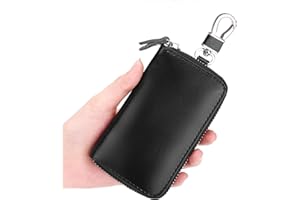 LTLSZRN Estuches de llave, Portallaves de cuero,Portallaves de Piel,cierre con cremallera y seis ganchos para llaves, Portátil Estuche para llaves de coche