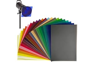 DOEPEBAE Farbfilter Folie,22 Stück Farbfolien Gel,22-Farbiger Farbfilter Filter,Transparent Farbfilterfolie,Farbkorrektur Farbfilter,für Foto Grafie Studio Strobe Blitz,Bühnen Party(29.7×21cm) (PC)