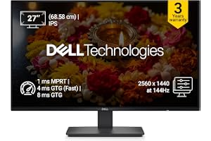 Dell SE2726D 27 inch (68.58 cm) QHD IPS Display, 144Hz Refresh, AMD FreeSync, Eye Comfort Technology, Flicker-Free, HDMI/DP Connectivity, Elegant Design for Work & Play