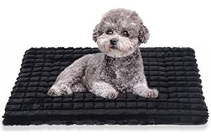 BVAGSS Flauschiges Orthopädisches Hundebett, Waschbar Hundematte, rutschfeste Unterseite, Plüsch Hundekissen Weiche und Warme Hundematte für klein mittel große Hunde XH082 (60x45cm,Schwarz)