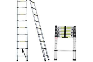 AUTOBABA Multi-Purpose Aluminium Telescopic Ladder Portable Foldable Ladder Extension Extend Ladder, 2.6M Ladder for Household Camping Office