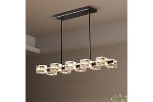 ‎JUJUQI JUJUQI Moderne Kristall Kronleuchter, Schwarz und Gold Hängeleuchte, 8-flammiger K9 Kristall Esstisch Kronleuchter, Geeignet für Esstische, Theken, Kücheninseln und Esszimmer