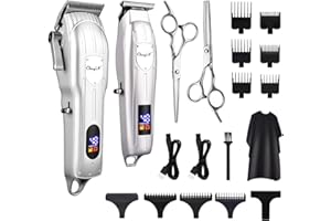 CkeyiN Tondeuse Cheveux Professionnelle, Coupe de Cheveux Electrique, Rechargeable Avec Ecran LED & 7 Longueurs de Réglage, Tondeuse Barbe Parfait Pour les Hommes/Enfants/Barbiers Professionnels