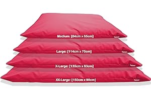Kosiproducts Beanbag Floor Cushion Pillow indoor outdoor garden Water Resistant 100% soft luxury Polyester Fabric (Large [114cm x 75cm], Red)