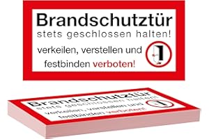 ‎CLEVER POOL Clever Pool Maxi-Pack 60 Fire Door Stickers - 21 x 10.5 cm - Always Keep Closed Wedging Adjusting Prohibited - Warning Sign Fire Protection Prohibition Sign