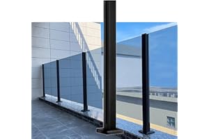 WAHHWF Poste Para Barandilla Escaleras Vidrio Abrazadera Poste de balaustrada de vidrio - Negro Acero inoxidable 304 Cubierta Grifo de valla de piscina de vidrio Abrazadera de poste de barandilla de balaustr