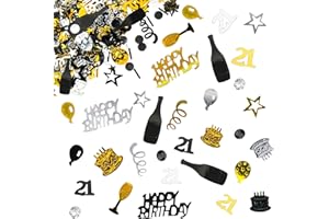 Giftota 21st Birthday and Anniversary Confetti (Gold Black) 30g - Number Decoration for Wedding Party Table