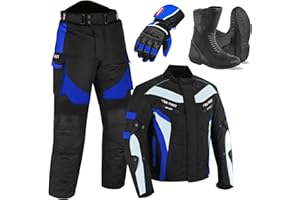 Inflori Motorbike Suit for Men Motorcycle waterproof suit Cordura Jacket with Trouser and Boots CE Approved Protective Armoured