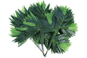 FireAngels - 60 hojas de bambú artificiales verdes para decoración de boda, decoración de casa, oficina, hojas decorativas